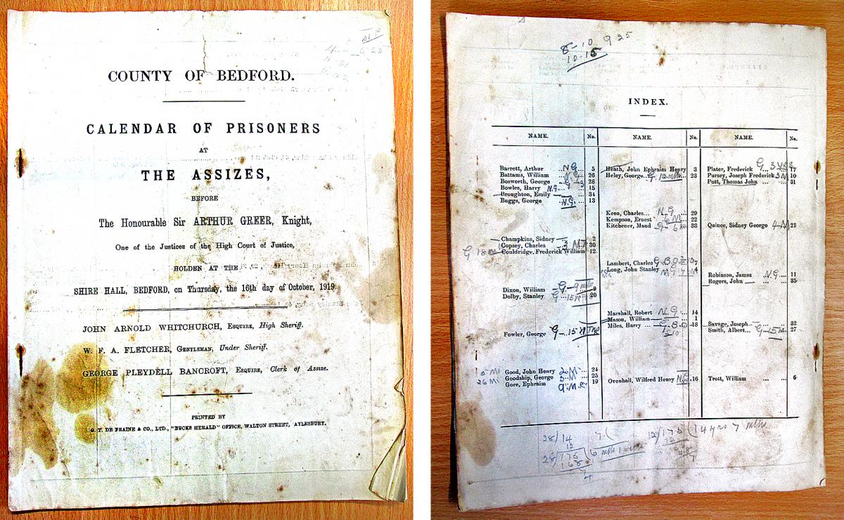 Assizes calendar of prisoners